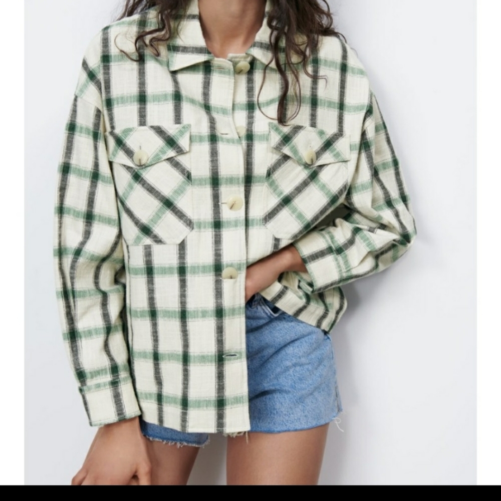 0813 Zara Plaid shirt top NWOT